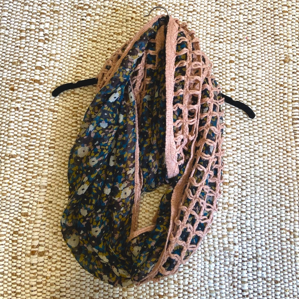 Reversible floral infinity scarf